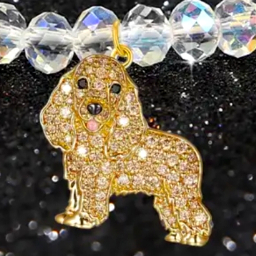 NEW! Cubic Zirconia Cocker Spaniel Keychain/Bag 🎒👜 Charm & Pendant ~ 🎁 🐾 🐕